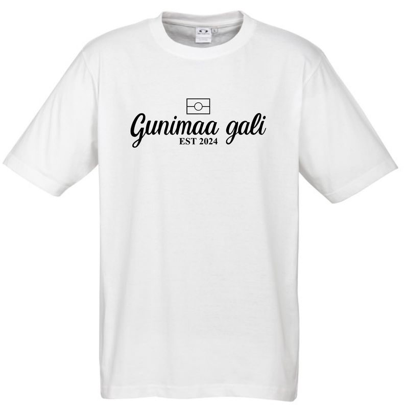 Gunimaa Gali Collection white logo tee