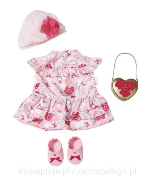 ubranko w kwiaty buciki i torebka dla lalki Baby Annabell 702031