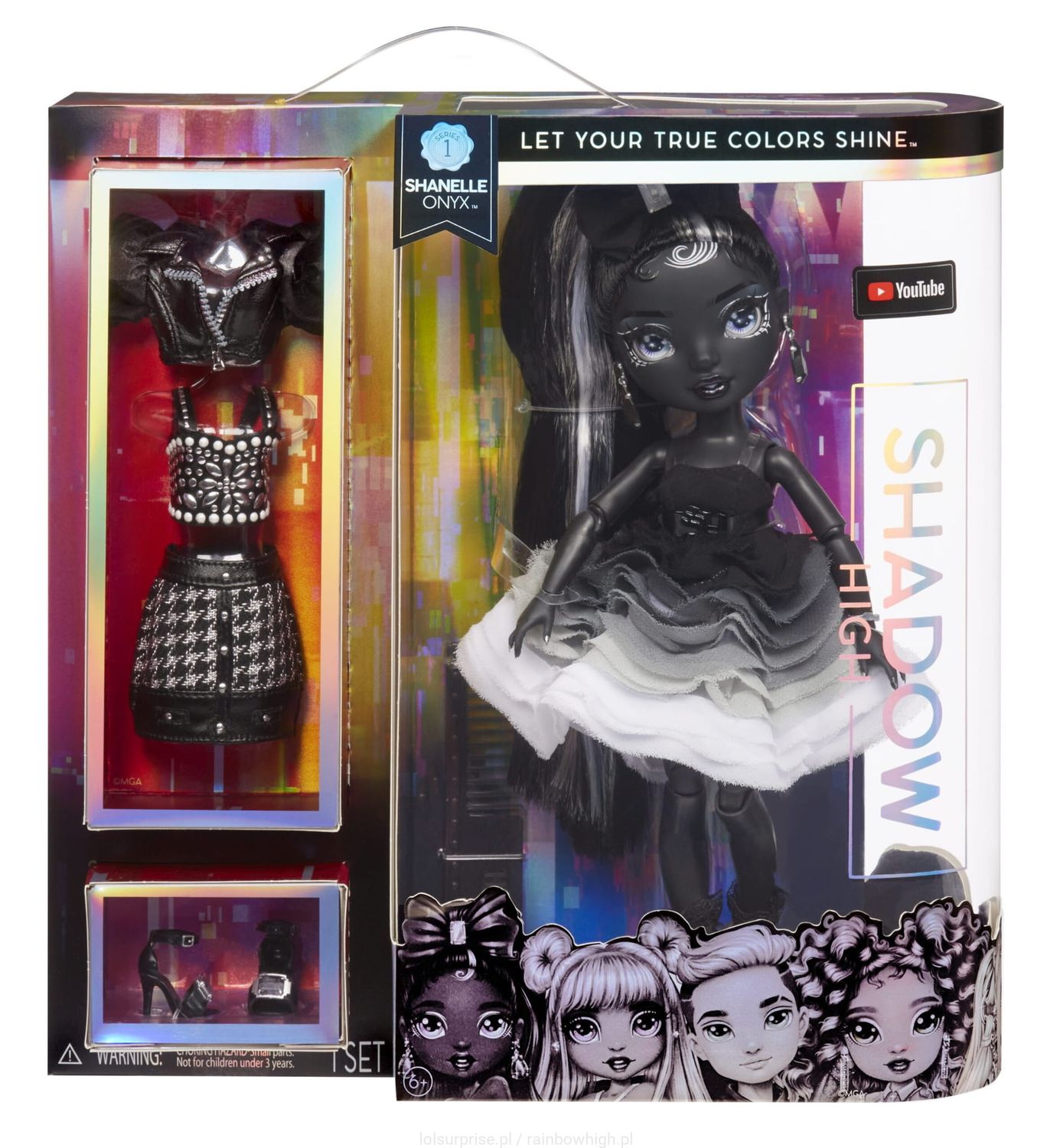 Rainbow High Shadow High Shanelle Onyx lalka Fashion Doll dwa zestawy ubranek 583554