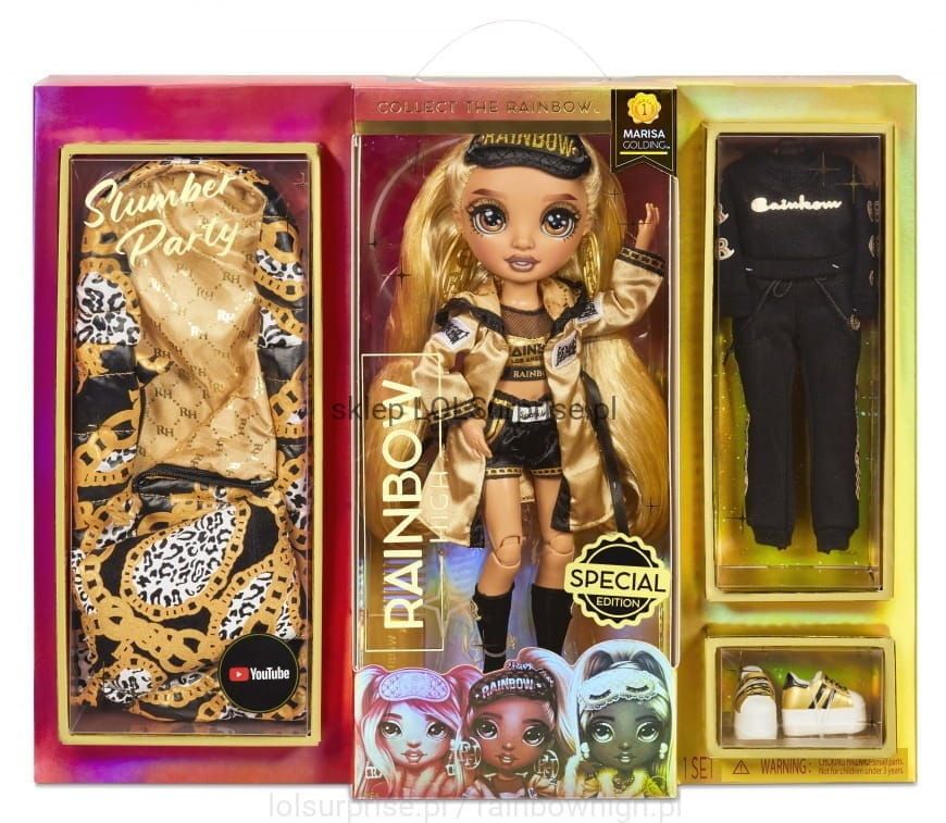 Rainbow High Marisa Golding Slumber Party lalka 423256 brak kolczyka