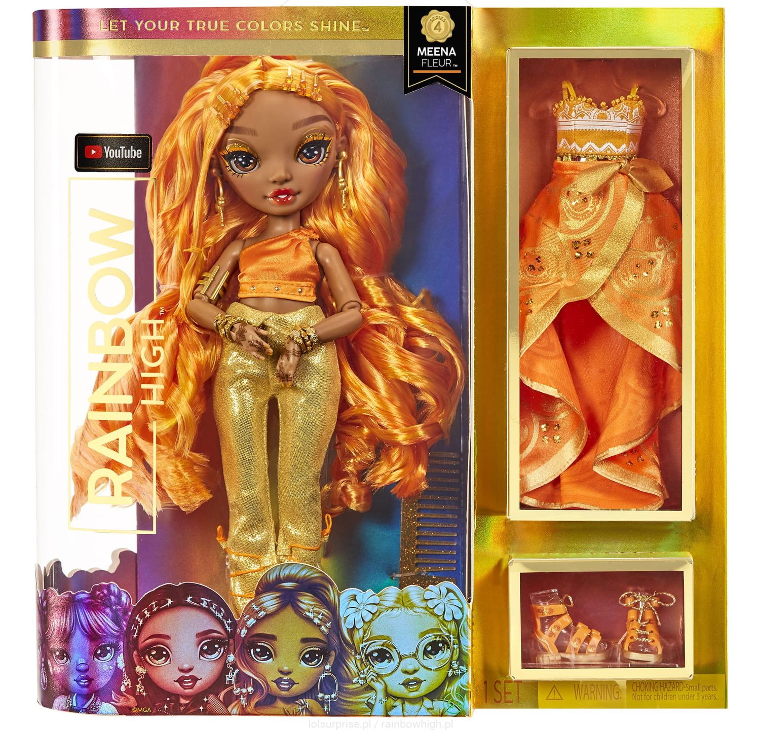 Rainbow High Meena Fleur (Saffron) lalka Fashion Doll dwa zestawy ubranek 578284 seria 4