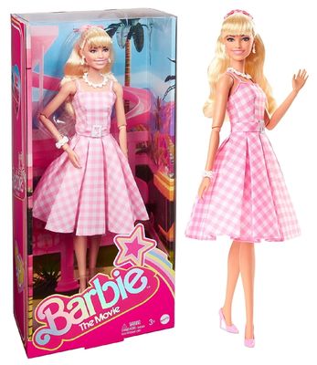 Barbie w różowej sukience Lalka filmowa Margot Robbie jako Barbie HPJ96 Barbie the Movie