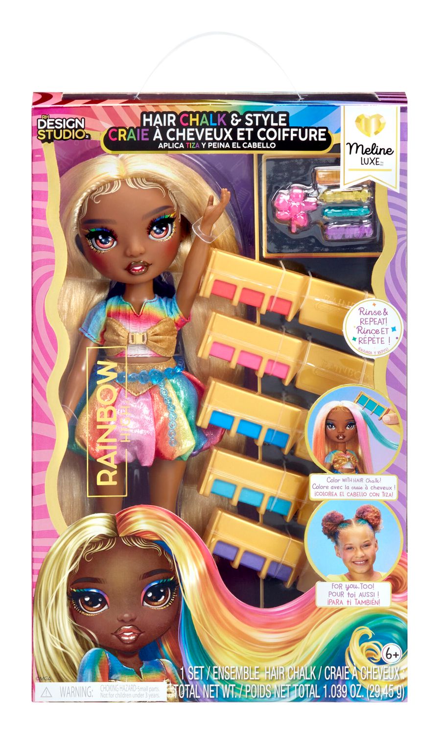 Rainbow High Hair Chalk &amp; Style Doll Lalka Meline (Gold)