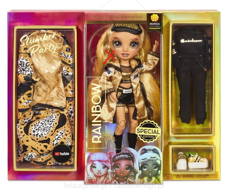Rainbow High Marisa Golding Slumber Party lalka 423256 brak kolczyka