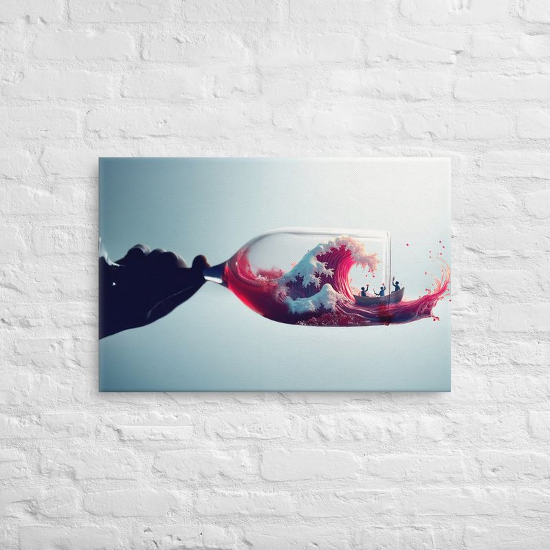 Kanagawas Weinwelle auf Leinwand