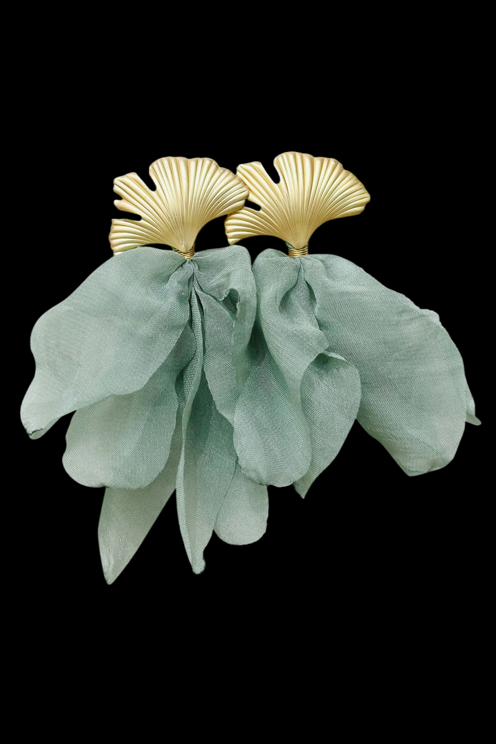 Pendientes tela hojas (verde)