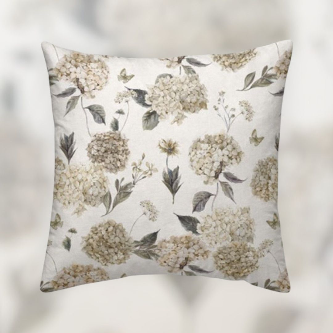 Funda cojín flores beige