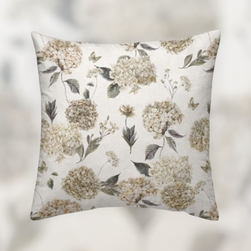 Funda cojín flores beige
