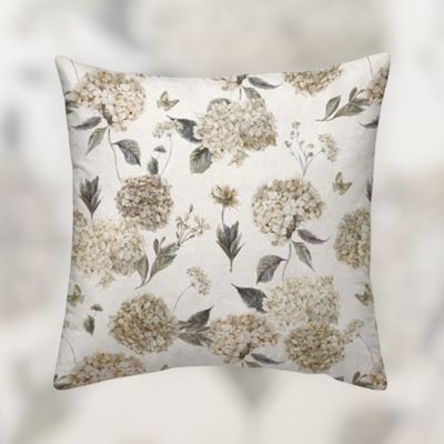 Funda cojín flores beige