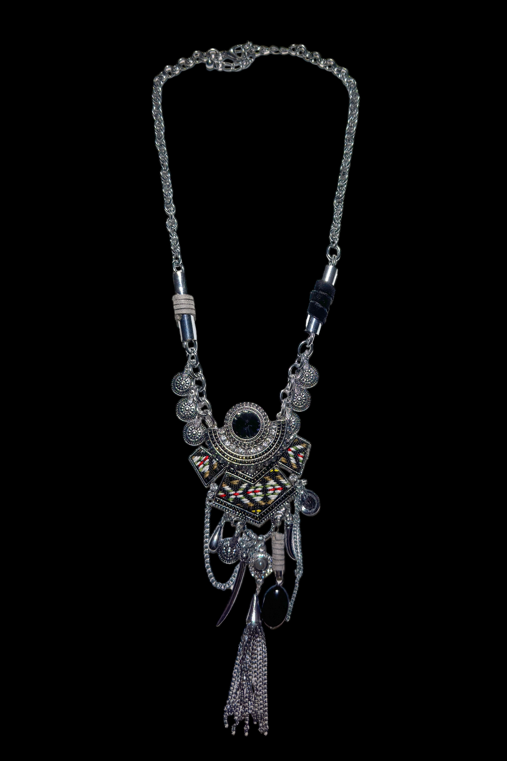 Collar plateado abalorios