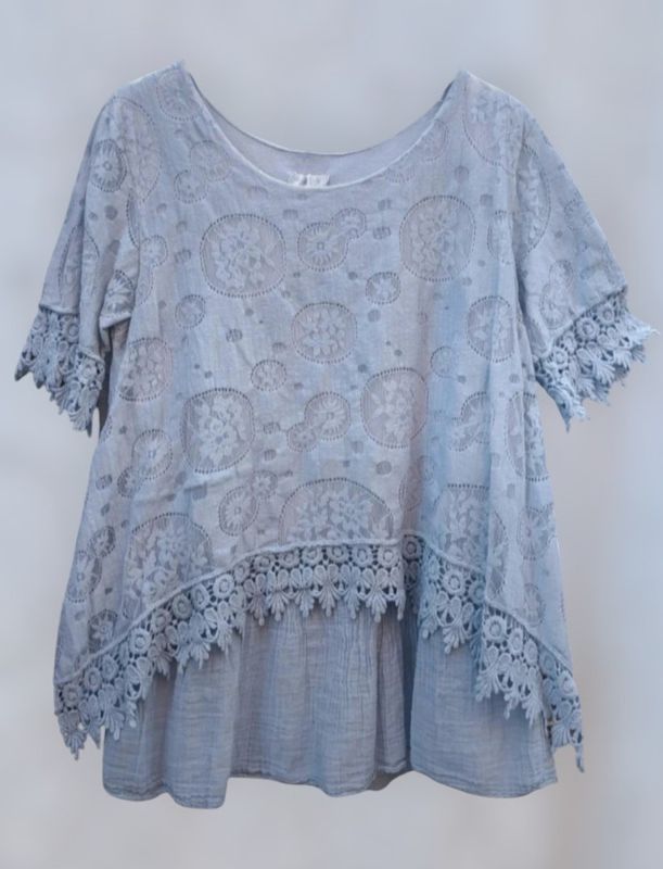 Top encaje gris