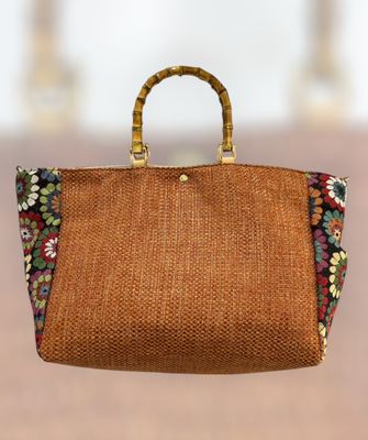 Bolso rafia y tela
