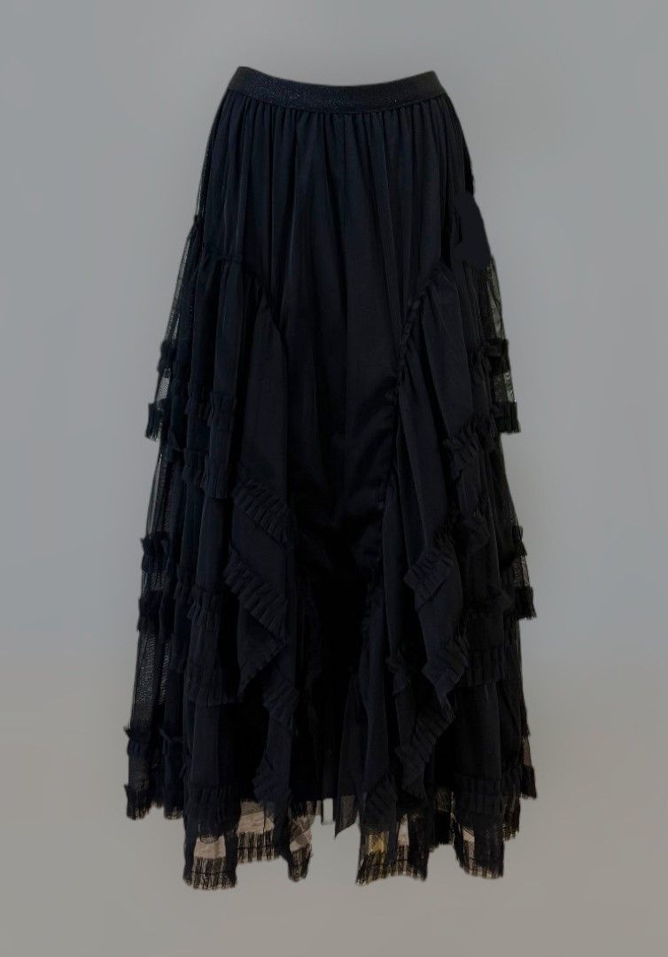 Falda gasa volantes (negra)