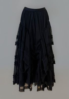 Falda gasa volantes (negra)