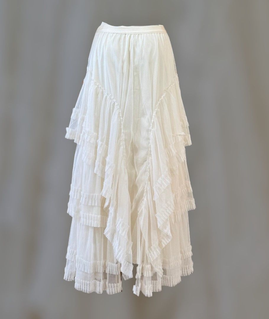 Falda gasa volantes (crema)