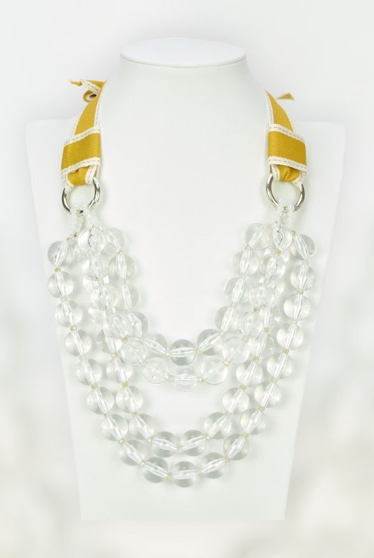 Collar bolas transparentes (mostaza)