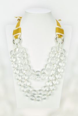 Collar bolas transparentes (mostaza)