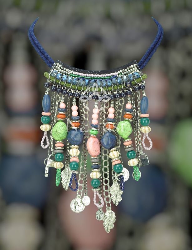 Collar abalorios boho (azul)