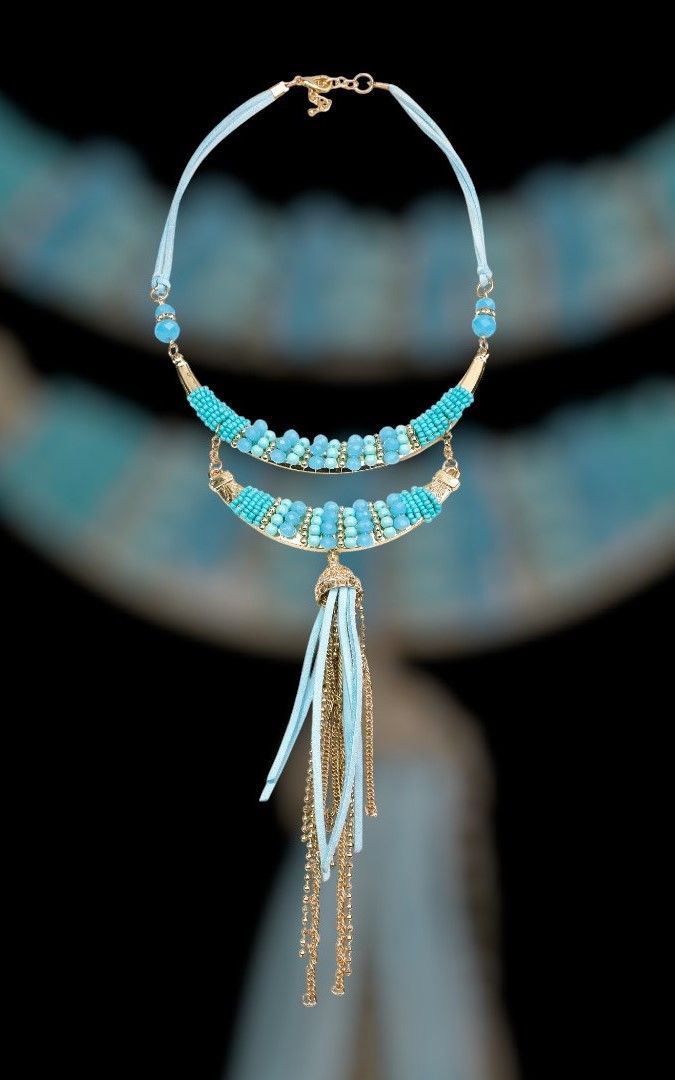Collar antelina bolitas (azul)