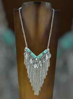 Collar flecos y piedras