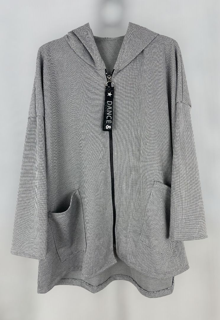 Chaqueta capucha pata de gallo