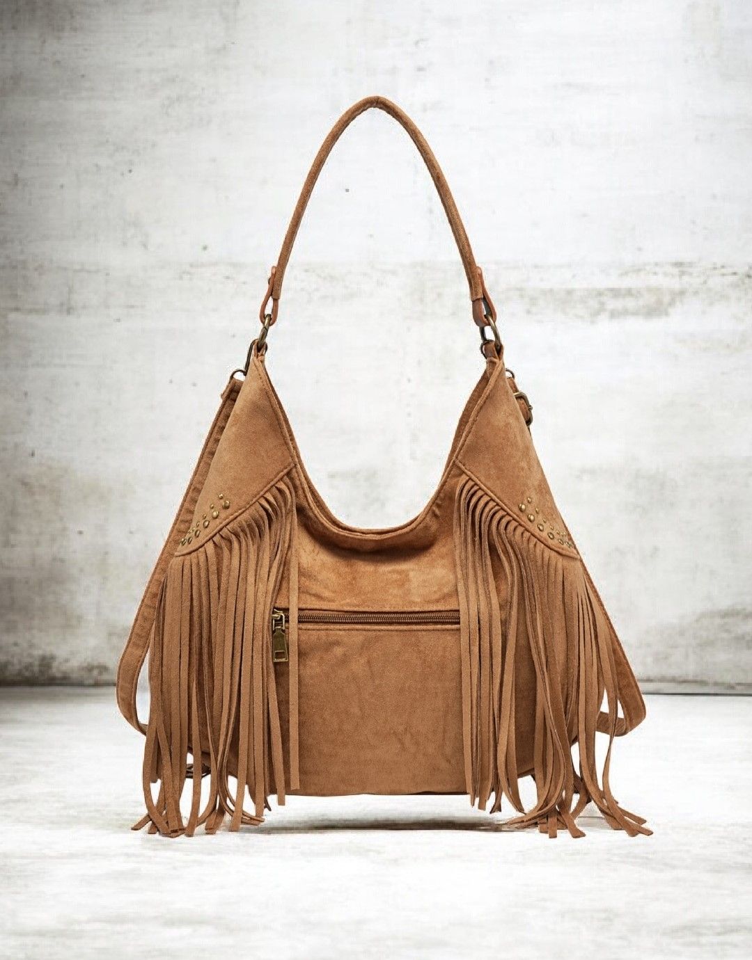 Bolso flecos (camel)