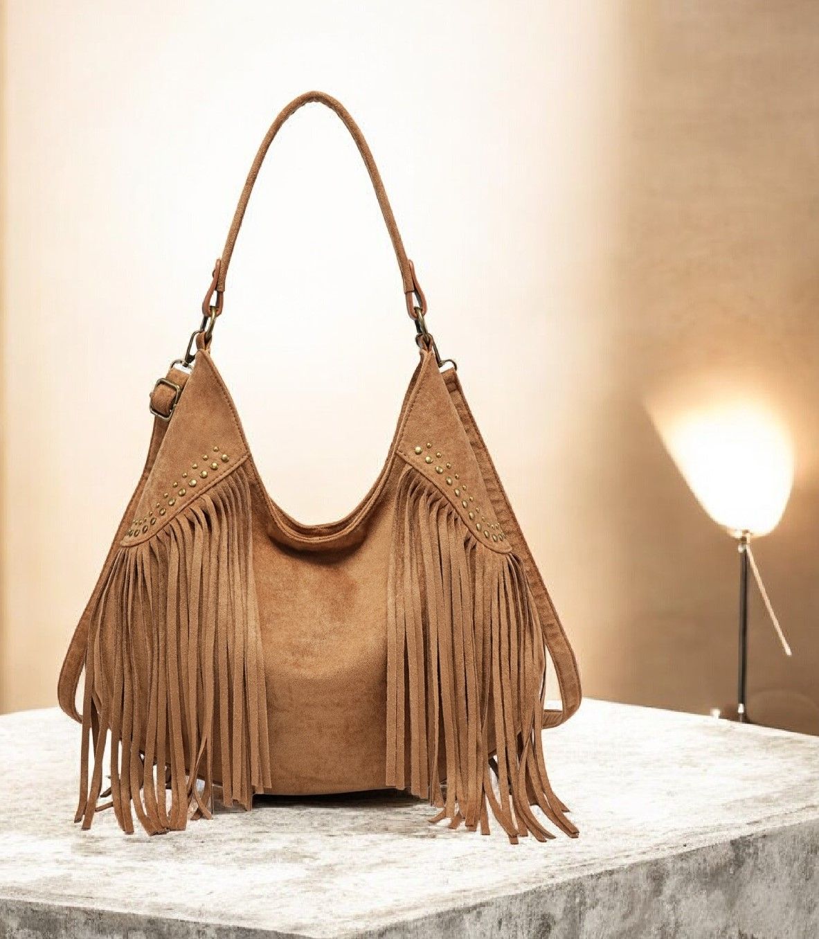 Bolso flecos (camel)