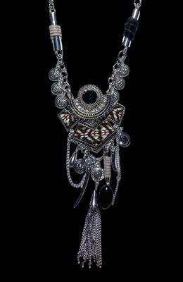 Collar plateado abalorios