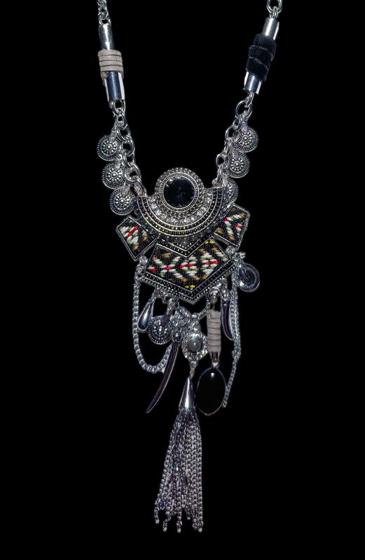 Collar plateado abalorios