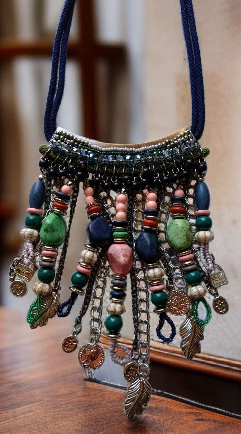 Collar abalorios boho (azul)