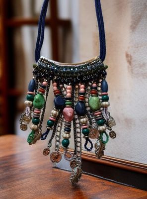 Collar abalorios boho (azul)