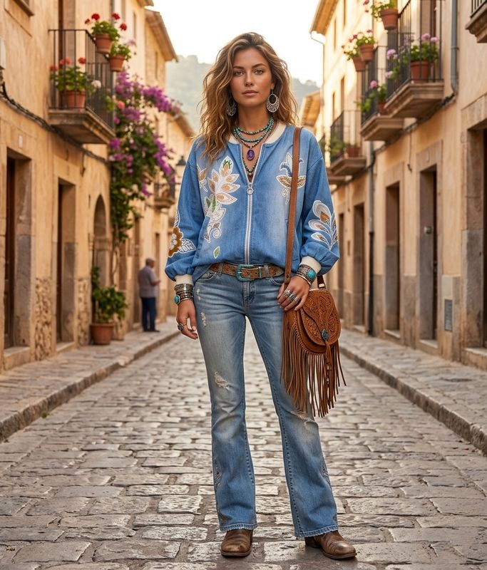 Chaqueta imitación denim