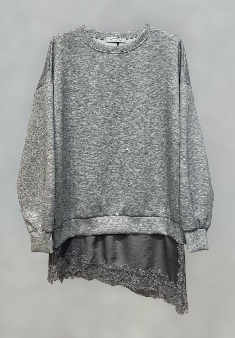 Sudadera faldón encaje (gris)