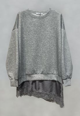 Sudadera faldón encaje (gris)