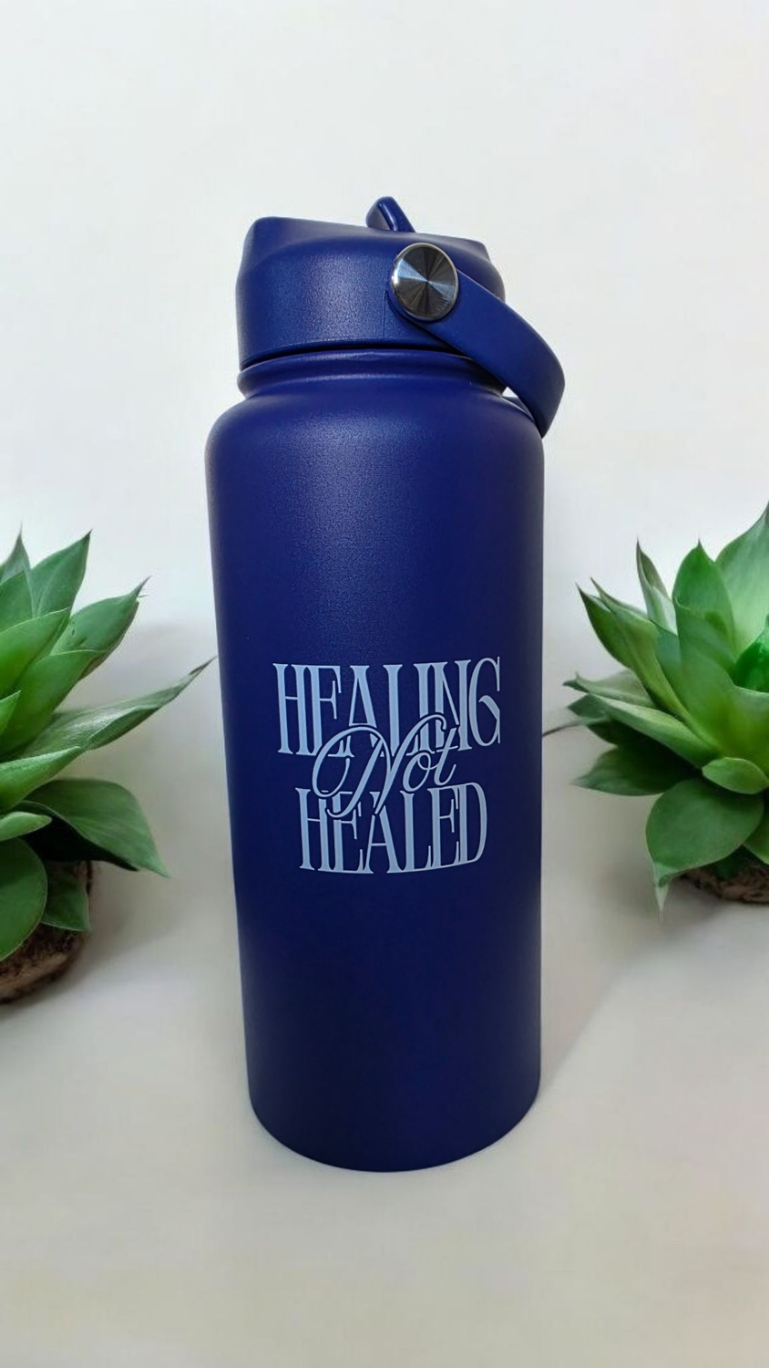 Dark Blue/Purple &quot;Healing NOT Healed&quot; Bottle