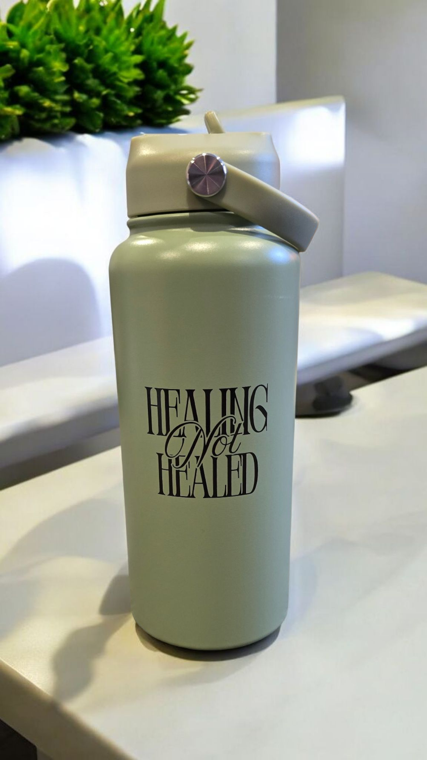 Light Army Green &quot;Healing NOT Healed&quot; Bottle