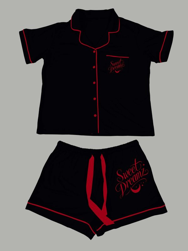 BLACK/RED TRIM &quot;BAMBOO PJS&quot;