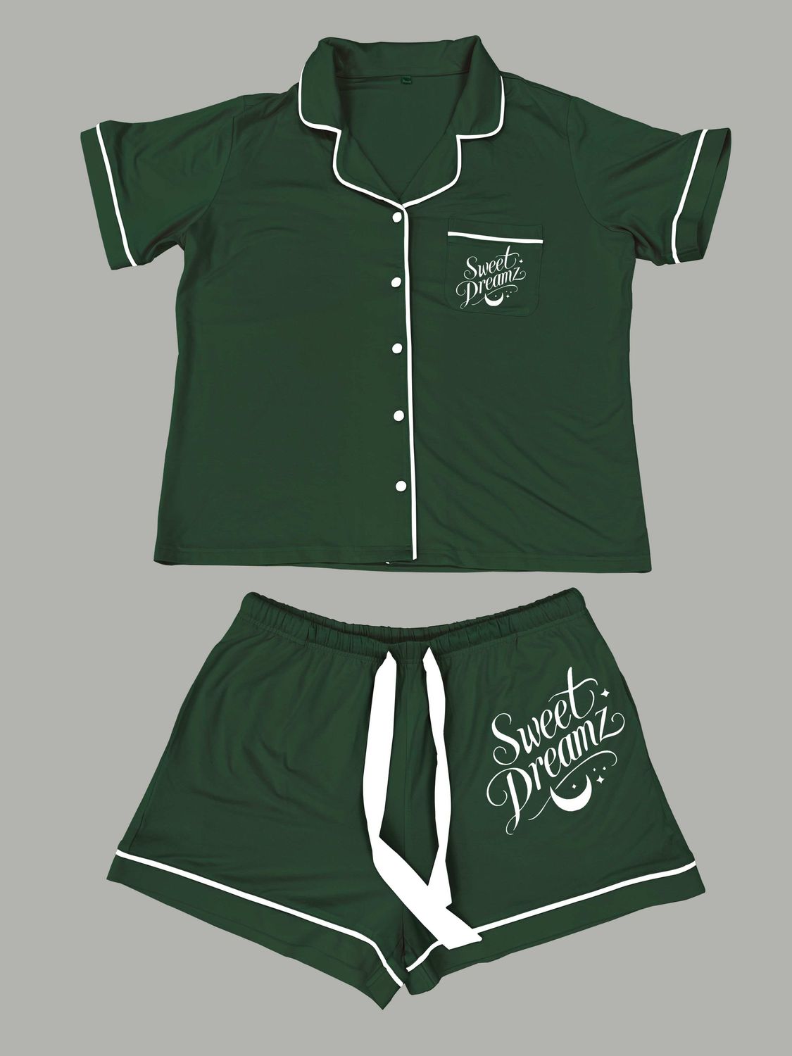 GREEN/WHITE TRIM &quot;BAMBOO PJS&quot;