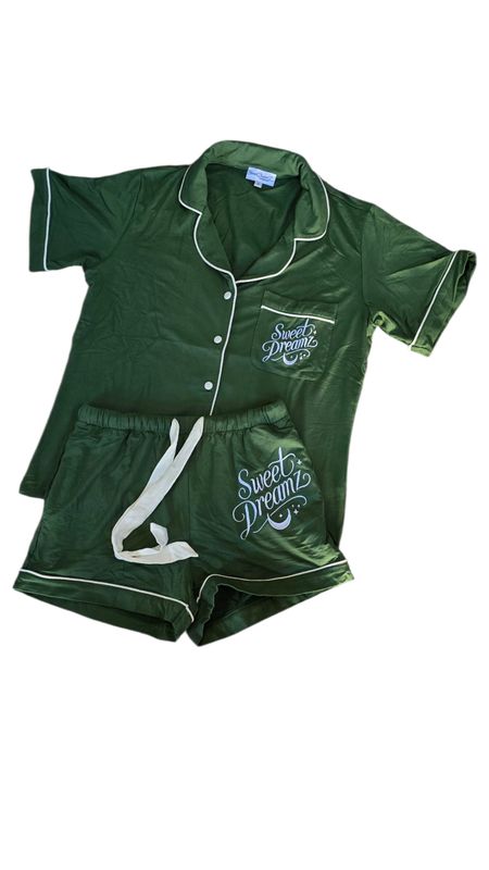 GREEN/WHITE TRIM &quot;BAMBOO PJS&quot;