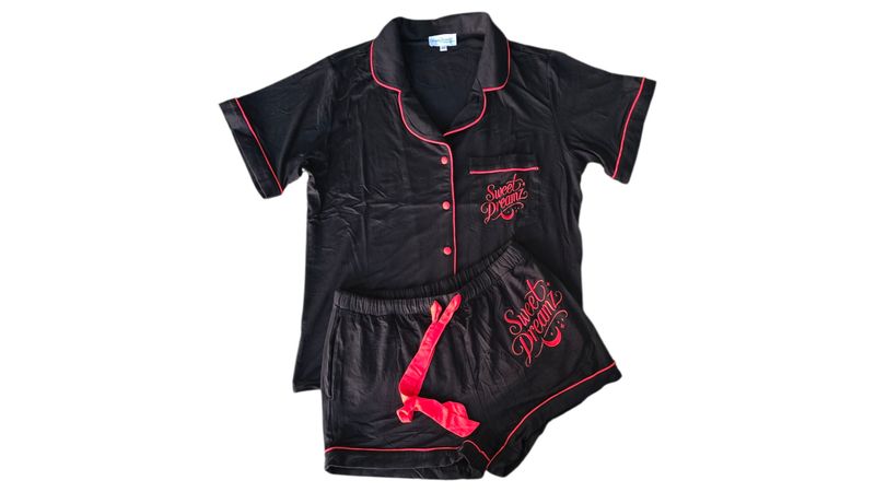 Black/Red Trim Bamboo Pyjamas 