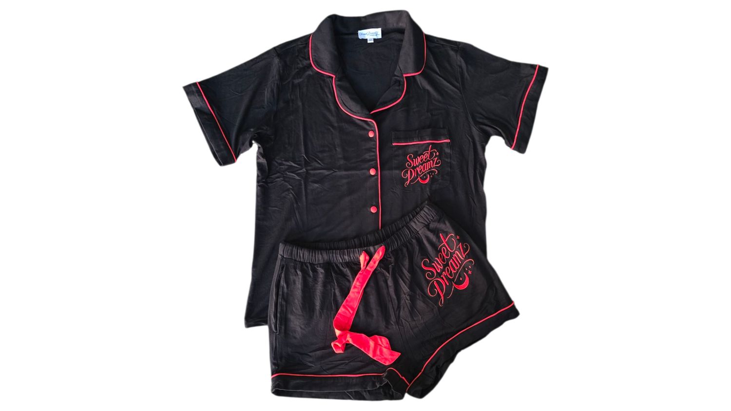 Black/Red Trim Bamboo Pyjamas 