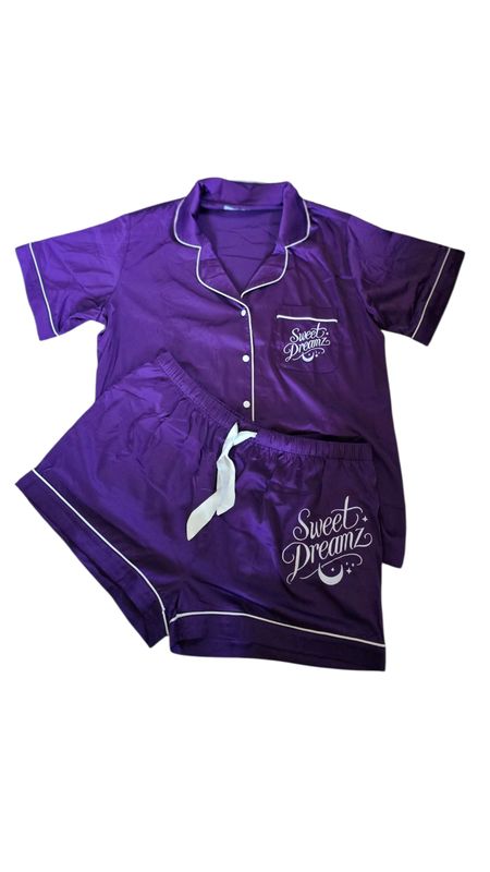 Purple/White Trim Light Pyjamas 