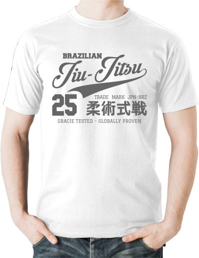 Brazilian Jiu Jitsu JPN Retro T-Shirt, Colour: White