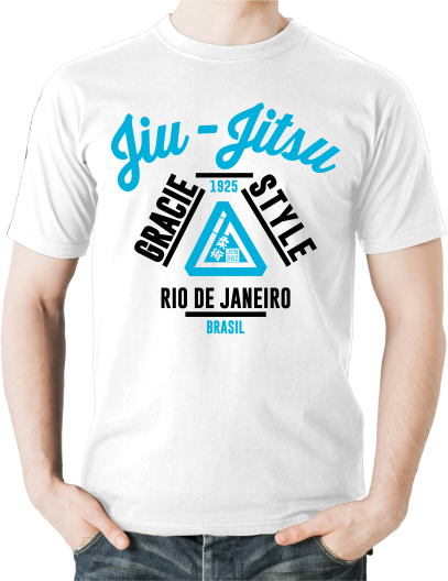Jiu Jitsu Gracie Style T-Shirt, Colour: White