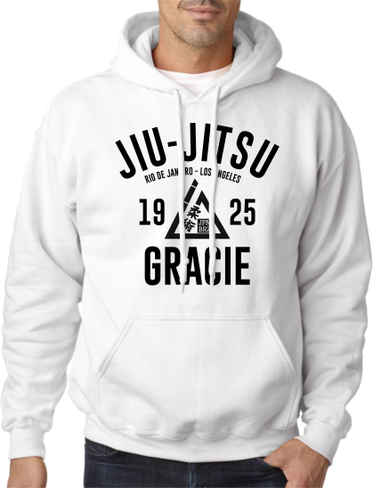 Gracie Jiu Jitsu Hoodie, Colour: White