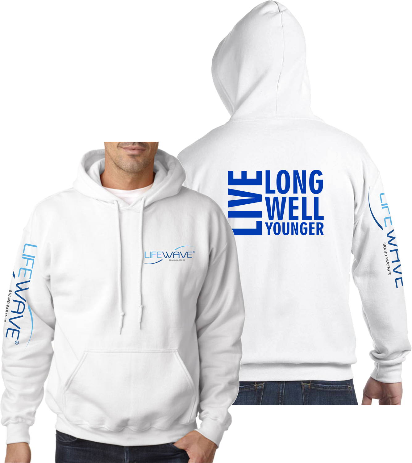 LightWave Live Long, Well, Younger Hoodie, Colour: White