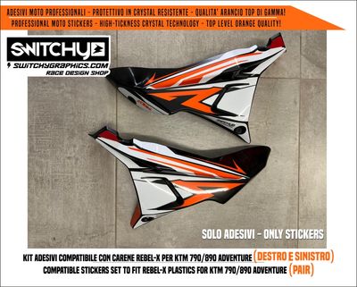 KTM ADVENTURE 790 890 ADESIVI COMPATIBILI CON CARENA REBEL-X da 2019 a 2022