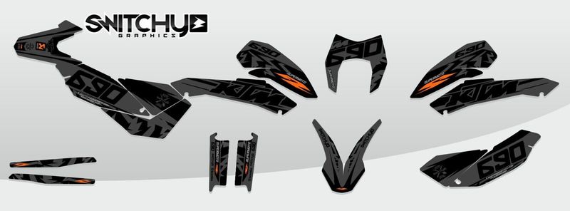 KIT GRAFICHE KTM SMC 690 2007 - 2011 - PHANTOM BLACK
