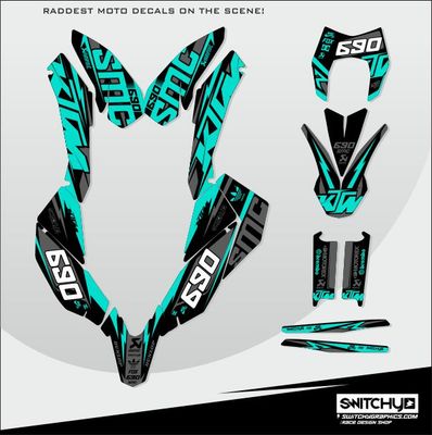 KIT GRAFICHE KTM SMC 690 2007 - 2011 - TEAL BOLT
