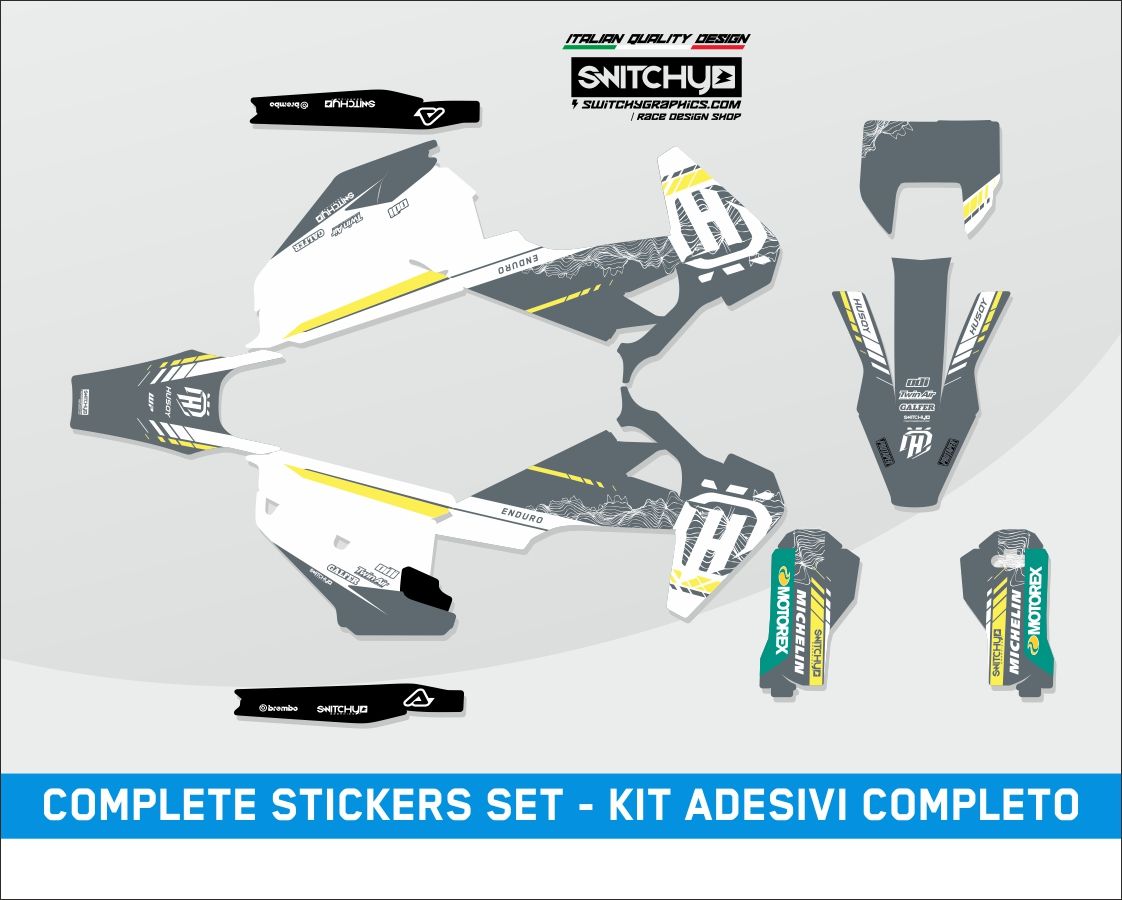 KIT GRAFICHE HUSQVARNA TE FE 150 250 300 350 450- GREY